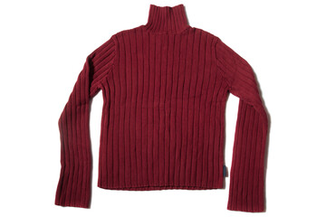 Wall Mural - Red man's sweater jumper on white background