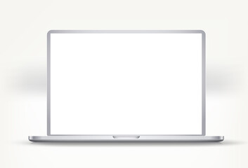 Poster - Modern laptop with white blank screen. 3d vector mockup