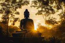 Buddha Statue In The Sunset