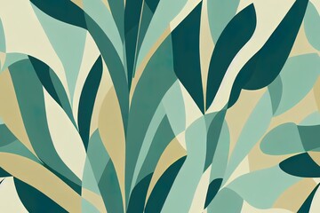 abstract geometric, natural shapes in minimal nordic style. modern seamless pattern with tropical le