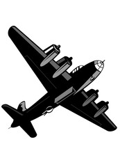 Wall Mural - World War Two Bomber Airplanes Drop Bomb Retro Isolated