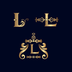 Sticker - cosmetic gold brand logo letter L