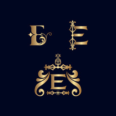 Sticker - cosmetic gold brand logo letter E