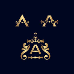 Sticker - cosmetic gold brand logo letter A