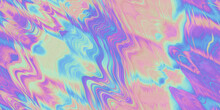 Seamless Trendy Iridescent Rainbow Surreal Molten Fantasy Glass Refraction Background Texture. Soft Pastel Holographic Pattern. Modern Unicorn Gradient Foil Abstract Nostaligic Vaporwave Light Effect.