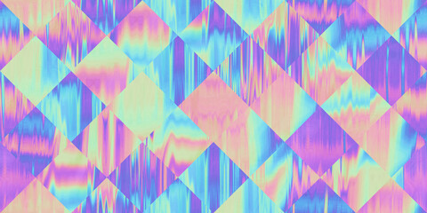 Wall Mural - Seamless trendy iridescent rainbow surreal molten fantasy glass refraction background texture. Soft pastel holographic pattern. Modern unicorn gradient foil abstract nostaligic vaporwave light effect.