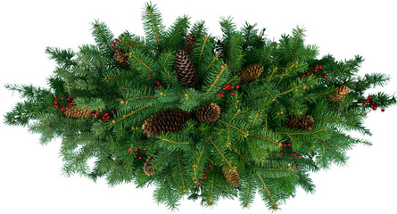Wall Mural - christmas decoration floral arrangement with cones - isolated