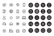© Muhamad - Set of contact and communication icons with linear and black designs isolated on white background