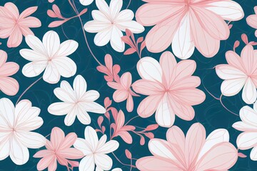 Wall Mural - Seamless cute fresh floral pattern background 2d illustrated illustration for design
