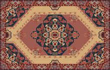 Persian Carpet, Tribal Vector Texture. Flower Painting, Wallpaper, Red Carpet