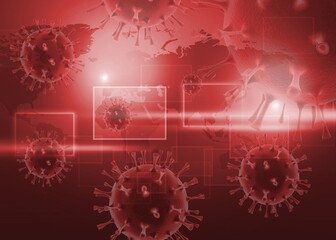 Wall Mural - Map of the spread of monkeypox virus in Europe. Smallpox virus abstract model. Disease outbreak concept