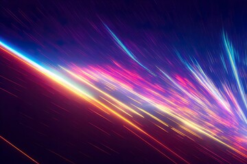 Wall Mural - 3d render of flash neon and light glowing on dark scene. speed light moving lines. high fast motion 