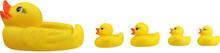 Yellow Rubber Ducks On White Background