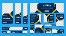 Modern Banner Design Web Template Set, Horizontal Header Web Banner. Modern Gradient Blue Cover Header Background For Website Design, Social Media Cover Ads Banner, Flyer, Invitation Card
