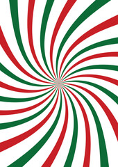 Wall Mural - sweet red green white candy abstract spiral background. christmas celebration holiday design. vector