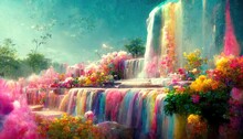 Multicolored Pastel Waterfalls