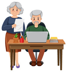 Canvas Print - Senior couple using laptop