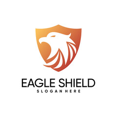 Wall Mural - Eagle head logo design vector with shield icon and creative idea