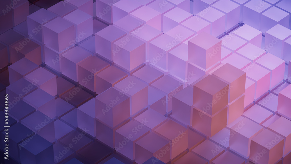 Violet and Orange, Translucent Blocks Neatly Arranged to create a ...
