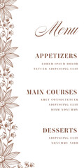 Wall Mural - Menu Card Template Or Flyer Design Decorated With Vector Floral For Publishing.