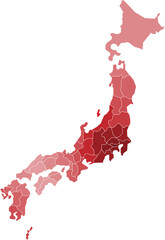 Wall Mural - Japan political map divide by state