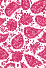 Poster - paisley motif with floral motif seamless design digital stock illustration