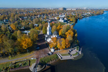 Panoramic Autumn Landscape With Alexander Nevsky Church, Ust-Izhora