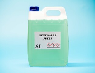 Sticker - Biofuel in chemical lab in plastic canister Renewable Fuels(LF)