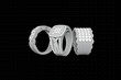 Jewelry rings with diamonds 3D rendering in wireframe grid