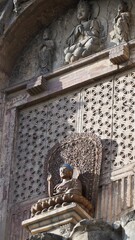 Wall Mural - Vertical shot of Chinese architecture temple with design in daylight