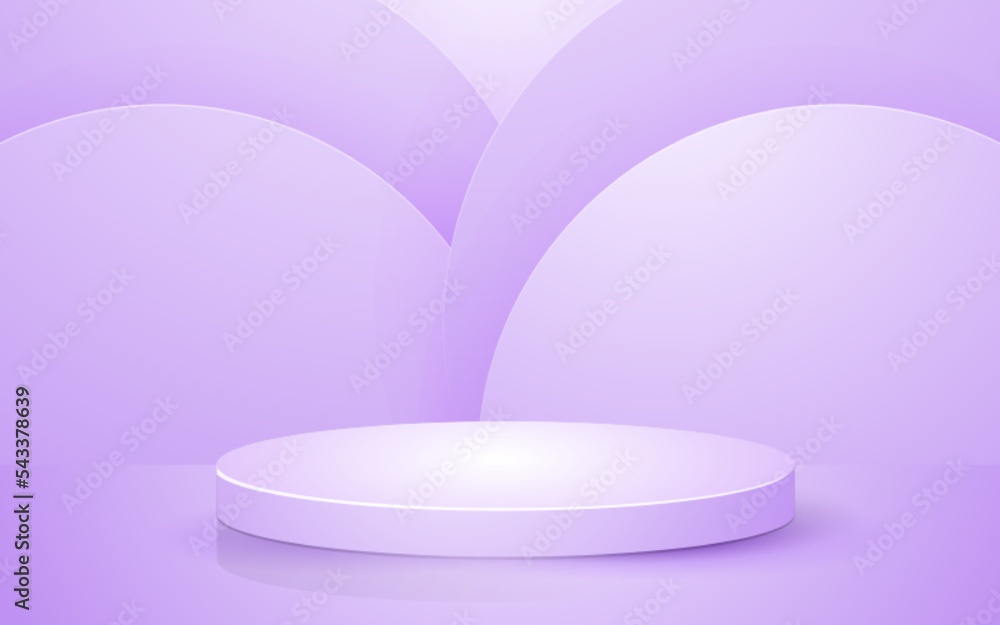 Abstract circle scene 3d round podium pastel purple background for product presentation mockup show