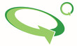 Green recycling circulation vector arrows icon. Eco green refresh logo design. Perspective and normal view.
