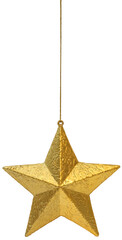 Wall Mural - golden christmas decoration star hanging isolated