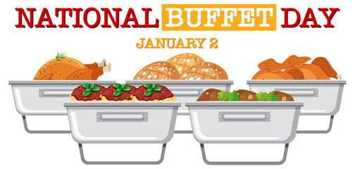 Wall Mural - National Buffet Day Text Banner Design