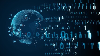 Fototapete - Planet earth and digital transformation concept.