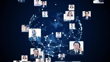 Poster - Communication network of multinational people. Video conference. Broadcasting.