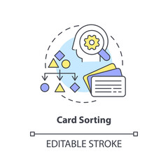 Sticker - Card sorting concept icon. UX research. Mental model in user experience design abstract idea thin line illustration. Isolated outline drawing. Editable stroke. Arial, Myriad Pro-Bold fonts used