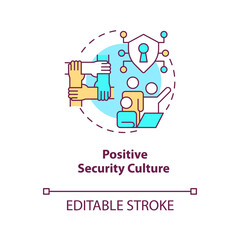 Canvas Print - Positive security culture concept icon. Help cyber victims. Prevent cybercrime abstract idea thin line illustration. Isolated outline drawing. Editable stroke. Arial, Myriad Pro-Bold fonts used