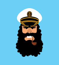 Captain With Pipe. Sea Wolf. Vector Illustration