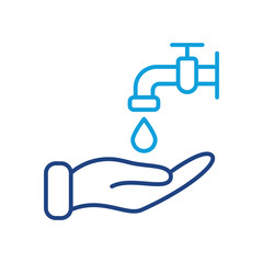 Wall Mural - Wash your Hands Line Icon. Water Drop, Faucet or Tap, Human Hand Linear Icon. Precautions Against Viruses and Bacteria. Prevention Pictogram for Medical Poster. Editable stroke. Vector illustration