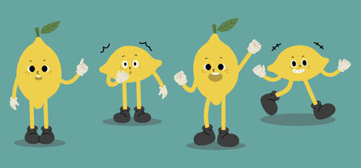 lemon buddy cute character  2 vector illustration