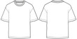 oversize crew neck t shirt flat sketch vector illustration mens short sleeve drop shoulder t shirt front and back view technical cad drawing template