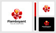 red flamboyant flower beauty logo