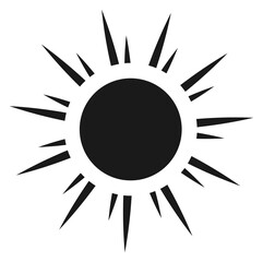 Wall Mural - Sun icon. Black emblem. Light beam symbol