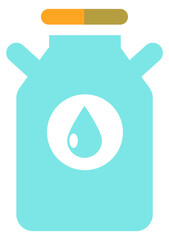 Sticker - Blue liquid container symbol. Glass jar icon