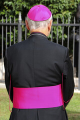 rear portrait of a catholic bishop's cassock. religion, catholic church