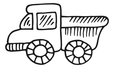 Poster - Truck line icon. Toy car black sketch