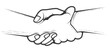 © gomixer - Two hands holding wrist of each other, strong grip, letterbox style handshake, vector
