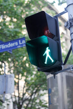Green Man On Pedestrian Crossing Light