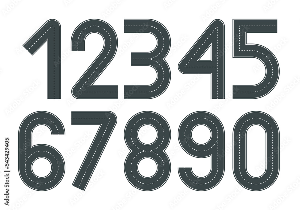 Vector illustration of road numbers with white markings isolated on ...